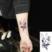 Водостойкая Временная тату-наклейка, милый кролик, маленький размер, художественная тату флэш-тату, искусственная татуировка для детей, женщин, мужчин, девочек 2024 - купить недорого