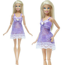 Conjunto de lencería pijama púrpura, disfraces de encaje + sujetador + ropa interior, Bikini, accesorios de la muñeca Barbie, juguete para niños 2024 - compra barato