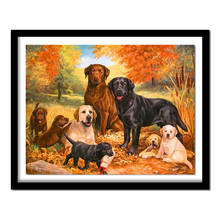 Diamante bordado 5D DIY diamante pintura perro familia bosque Animal diamante pintura punto de cruz diamantes de imitación BJ1687 2024 - compra barato