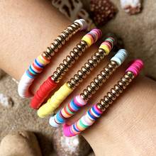 5Pcs Women Fashion Rainbow Polymer Clay String Beads Bracelet Party Bangle Gift 2024 - buy cheap
