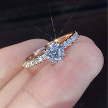 Anel de strass de zircônio simples simulação, anel de promessa, presente de dia dos namorados, de luxo, para pedido de casamento 2024 - compre barato