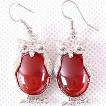 Jewelry Gift for Women Dangle Earrings Natural Stone Red Carnelian Oval CAB Cabochon16x28MM Animal Owl Earring 1Pair U084 2024 - buy cheap