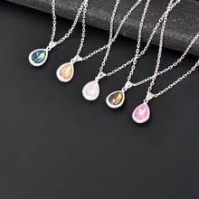 Women Crystal Water Drop Pendant Necklace Silver Color Geometric Chain Choker Female Colorful Jewelry Wedding Party Gift 2024 - buy cheap