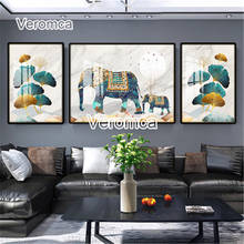 Triptych 5D Diamond Painting Elephant Ginkgo Leaf Nordic Living Room Decor Kit Diy Full Diamond Embroidery Mosaic Cross Stitch 2024 - buy cheap