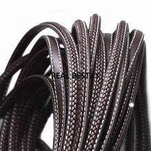 Cordón de cuero trenzado para pulseras, material crudo, costura trenzada, correas de cuero marrón, 8x5mm, 2 m/lote 2024 - compra barato