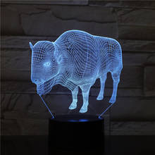 3D-2550 Bull LED Acrylic Night Light with 7/16  Colors Touch Remote Control Illusion Change Home Decoration Lights 2024 - buy cheap