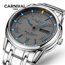 Carnival tritium T25 luminous Double calendar military automatic mechanical watch men luxury brand watches  waterproof clock uhr 2024 - buy cheap