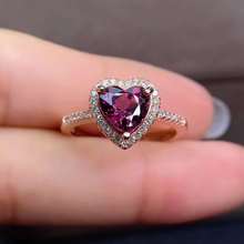 Женское кольцо в форме сердца из серебра 925 пробы с натуральным гранатом 2024 - купить недорого