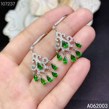 KJJEAXCMY Fine Jewelry 925 Sterling Silver Inlaid Natural Diopside Female Earrings Eardrop Luxury Support Detection 2024 - buy cheap