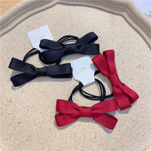 1 Pair Children's Simple Red and Black Ribbon Fabric Bowknot Hair Rope Rubber Band Headwear Fashion Sweet Girl Hair Accessories 2024 - buy cheap