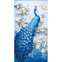 Pintura de diamantes cuadrados/redondos 5D DIY, patrón de bordado personalizable de pavo real azul, kits de punto de cruz, pegatinas de mosaico para pared 2024 - compra barato