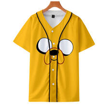 Camiseta de béisbol para hombres y mujeres, camisa con estampado 3d de la cara del perro Finn y Jake, de moda, Harajuku 2024 - compra barato