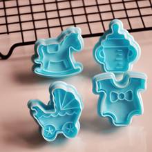 Baby Shower Cookie Stamps 4pcs/set Cute Plastic Cookie Cutter Biscuit Molds Baking Accessories 2024 - buy cheap