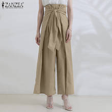 Women Spring Pants 2022 ZANZEA Harajuku Lace-Up Wide Leg Trousers High Waist Long Pantalon Female Solid Pleated Turnip Oversized 2024 - buy cheap