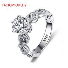 Подлинные 925 пробы серебряные кольца для женщин AAA циркон роскошные сверкающие женские хрустальные кольца для юбилея Свадебная вечеринка 2024 - купить недорого