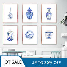 Chinese Style Porcelain Blue and White Porcelain Vase Wall Art Canvas Painting Posters Prints Aesthetic Home Decoration 2024 - buy cheap