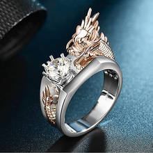 Fashion dragon zircon diamonds gemstones rings for men rose gold white silver color jewelry bague party punk cool accessory gift 2024 - buy cheap