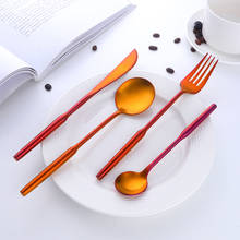 4-24PCS Western Rainbow Cutlery Set Knife Fork Spoon Dinner Set Kitchen Flatware Tableware Set Stainless Steel Dinnerware Set 2024 - buy cheap