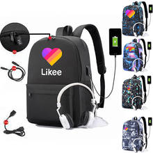 Рюкзак «Likee 1» (Like Video), с usb-зарядкой, школьные сумки для мужчин, противоугонная, с изображением сердца, кошки, Mochila для девочек-подростков 2024 - купить недорого