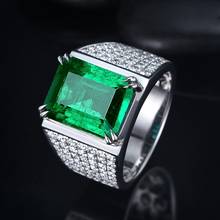 MENGYI-Anillo de circonia cúbica para hombre y mujer, sortija de Zirconia cúbica AAA completa de cristal verde de corte cuadrado de lujo, joyería de Metal masculina 2024 - compra barato