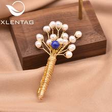 XlenAg-broche con forma de flor de perla blanca de agua dulce Natural para mujer, broche de lujo para fiesta, Perla azul oscura, ramo de joyería G00363B 2024 - compra barato