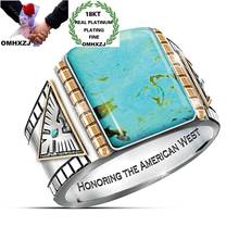 OMHXZJ Wholesale RR1224 European Fashion Fine Man Male Party Birthday Wedding Gift Vintage Wide Rectangle 18KT White Gold Ring 2024 - buy cheap