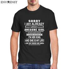 Lo siento, ya me ha tomado una chica impresionante, camiseta divertida para hombre, manga corta Harajuku, camiseta gráfica i love my girlfriend Tees Tops Regalo de San Valentín 2024 - compra barato