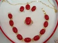 Set Red Jades Pendant Bracelet Earring Ring Sets 2024 - buy cheap