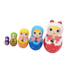 5pcs Lovely Girls Handmade Wooden Russian Nesting Dolls Matryoshka Dolls Birthday Christmas Gifts 2024 - buy cheap