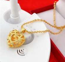 Solid gold filled Real 24K Gold Necklace Pendant for Women Wedding Engagement Jewelry Love Heart Chain Choker Birthday Gifts 2024 - buy cheap