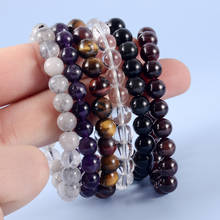 Beads Bracelets Natural Healing Energy Tiger Eye Bracelet Polished 8mm Stone Beads Bangle Elastic Pulsera Women Jewelry 2024 - buy cheap