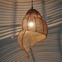 Southeast Asia Creative Bamboo Pendant Lamp Sea Snail Shape E27 Wicker Lamp Shades LED Lights for Study Parlor Teahouse Fixtures 2024 - buy cheap