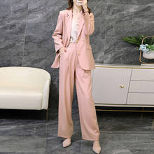 Spring Work Pant Suits OL 2 Piece Set for Women Business interview suit set uniform Blazer and Wid Leg Pant Office Lady suit 2024 - buy cheap