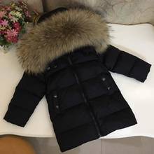 Russia Winter Hooded Down Coats For Girl Real Fur Collar Thicker Warm Outerwear Teenage Boys Kids Down Jackets Snowsuit Y3614 2024 - buy cheap