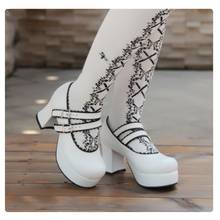 Spring LOLTIA shoes round head shallow mouth kawaii girl belt PU shoes lace princess Loli maid single shoes high heel cosplay 2024 - buy cheap