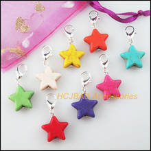 16Pcs Mixed Stone Star Beads Charms Silver Plated With Clasps 15mm 2024 - buy cheap
