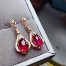 High quality Red corundum pendant earrings real S925 Sterling Silver Ladies fashion elegant jewelry【FS  Jewelry】 2024 - buy cheap