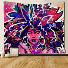 Tapeçaria de cabelo étnico feminina, arte afro feminina flor para pendurar na parede 2024 - compre barato