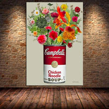 Retro Andy Warhol Soup With Flowers Canvas Painting Lake Mountain Posters Prints Wall Art Graffiti  Living Room Cuadros Unframed 2024 - buy cheap