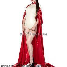 Red Sexy Latex Cloak With Belt On Neck Rubber Robe Jacket Coat Top YF-0067 2024 - buy cheap