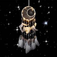 Dream Catcher Hanging Wind Chime Handmade Luminous Feather Ornament Wrapped Lights Girls Room Decor Dreamcatcher 2024 - buy cheap