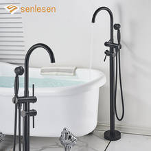 Senlesen Black Floor Free Standing Bathtub Faucet Single Handle Dual Control Cold Hot Water Mixer Tap Para Bathtub Shower & Bath 2024 - buy cheap