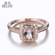 HELON-anillo de compromiso con diamantes de morganita Natural, sortija de oro rosa de 10K, cojín de 7x5mm, joyería fina Vintage antigua 2024 - compra barato