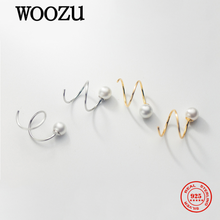 WOOZU-pendientes de plata de ley 925 con perlas giratorias para mujer, aretes con Clip para la oreja, sin perforaciones, para bodas, Teen, Punk 2024 - compra barato
