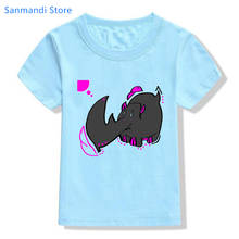 Забавная черная футболка с мультяшным принтом слона, милая детская одежда для девочек и мальчиков, рубашка в стиле Харадзюку, летняя модная футболка, уличная одежда 2024 - купить недорого