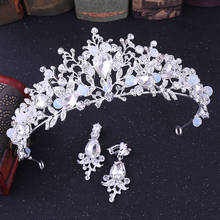 FORSEVEN Luxury 1Set Wedding Crytal Bridal Jewelry Handmade Rhinestone Crown Tiaras Earrings Set Women Jewelry Accessories JL 2024 - buy cheap