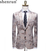 Shenrun Men Blazer Jackets High Quality Jacquard Brown Blue Floral Groom Suit Jacket Party Prom Singer Host Slim Blazers Costume 2024 - buy cheap