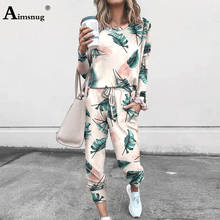 2020 Autumn Floral print Tracksuit set women Autumn Gradient Color Print Two Piece Sets long sleeve Tops Sweatshirt 2Pcs sets 2024 - buy cheap