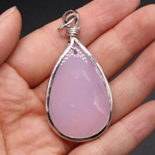 New natural stone pendant drop-shaped Rose quartzs diamonds pendant necklace for DIY jewelry best birthday gift size 28x55mm 2024 - buy cheap