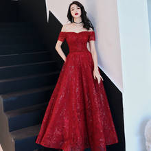 2020 New Fashion Women Evening Dress Sexy Off the Shoulder Shinning Sequins Prom Party Dress a Line Formal Dresses Back Lace Up 2024 - buy cheap